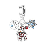 925 Sterling Silver Winter Fun Snowman Charm for Bracelets Fine Jewelry Women Pendant