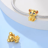 925 Sterling Sliver Golden Lion Charm for Bracelets Fine Jewelry Women