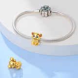 925 Sterling Sliver Golden Lion Charm for Bracelets Fine Jewelry Women