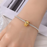 925 Sterling Sliver Golden Lion Charm for Bracelets Fine Jewelry Women