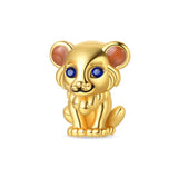 925 Sterling Sliver Golden Lion Charm for Bracelets Fine Jewelry 