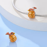 925 Sterling Sliver Orange Fox Charm for Bracelets Fine Jewelry Women