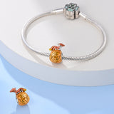925 Sterling Sliver Orange Fox Charm for Bracelets Fine Jewelry Women