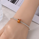 925 Sterling Sliver Orange Fox Charm for Bracelets Fine Jewelry Women