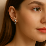 925 Sterling Silver White Moissanite Heart Earrings
