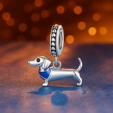 925 Sterling Silver Dachshund Charm for Bracelets Fine Jewelry Women Pendant