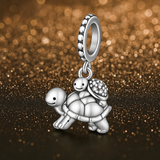 925 Sterling Silver Turtle Mom and Baby Charm for Bracelets Fine Jewelry Women Pendant