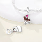 925 Sterling Silver Chocolate Heart Charm for Bracelets Fine Jewelry Women Pendant