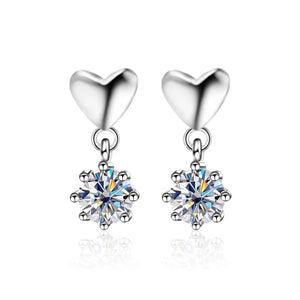 925 Sterling Silver White Moissanite Heart Earrings for Women Fine Jewelry