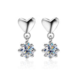 925 Sterling Silver White Moissanite Heart Earrings for Women Fine Jewelry