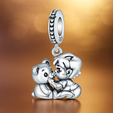 925 Sterling Silver Baby Boy with Teddy Bear Charm for Bracelets Fine Jewelry Women Pendant