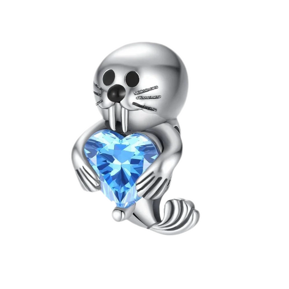 925 Sterling Silver Baby Sealion Charm for Bracelets Fine Jewelry Women Bead