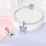 925 Sterling Silver Blue Butterfly Charm for Bracelets Fine Jewelry Women Pendant