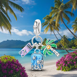 925 Sterling Silver Summer Travels Charm for Bracelets Fine Jewelry Women Pendant