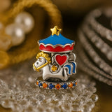 925 Sterling Silver Carousel Ponies Charm for Bracelets Fine Jewelry Women Pendant