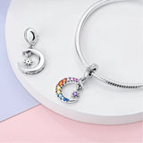 925 Sterling Silver Moon and Star Charm for Bracelets Fine Jewelry Women Pendant