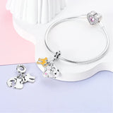 925 Sterling Silver Kitty Cats Charm for Bracelets Fine Jewelry Women Pendant