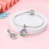 925 Sterling Silver Little Kitty Playing Charm for Bracelets Jewelry Women Pendant