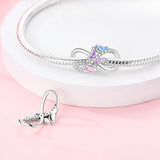 925 Sterling Silver Infinity Butterflies Charm for Bracelets Fine Jewelry Women Pendant