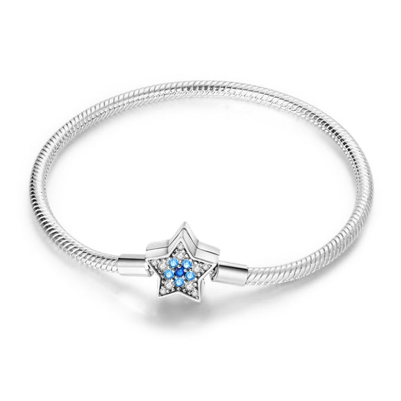 925 Sterling Silver Star Charm Bracelet Fine Jewelry Women