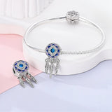 925 Sterling Silver Blue Dreamcatcher Charm for Bracelets Fine Jewelry Women