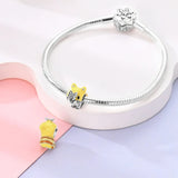 925 Sterling Silver Kitty with Butterfly Charm for Bracelets Fine Jewelry Women