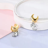925 Sterling Silver Puppy with Moon Balloon Charm for Bracelets Jewelry Women Pendant