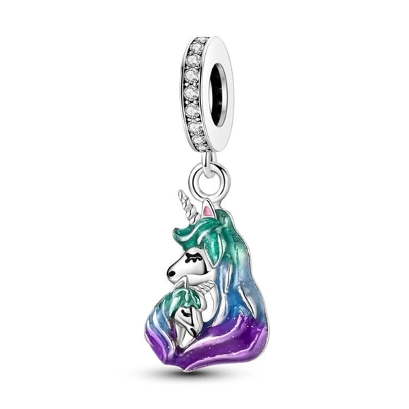 925 Sterling Silver Unicorns Charm for Bracelets Fine Jewelry Women Pendant