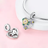 925 Sterling Silver Bees and Flower Charm for Bracelets Fine Jewelry Women Pendant