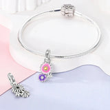 925 Sterling Silver Flowers Charm for Bracelets Fine Jewelry Women Pendant
