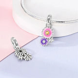 925 Sterling Silver Flowers Charm for Bracelets Fine Jewelry Women Pendant