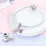 925 Sterling Silver Kitty and Butterfly Charm for bracelets jewelry women