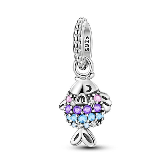 925 Sterling Silver Fish Charm for Bracelets Fine Jewelry Women Pendant