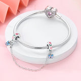 925 Sterling Silver Blue Butterflies safety Chain Charm for Bracelets Jewelry Women