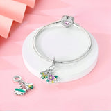 925 Sterling Silver Bee and Flower Charm for Bracelets Fine Jewelry Women Pendant
