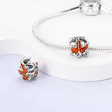 925 Sterling Silver Autumn Leaves Charm for Bracelets Fine Jewelry Women