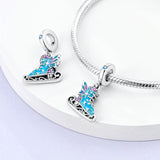 925 Sterling Silver Ice Skating Charm for Bracelets Fine Jewelry Women Pendant