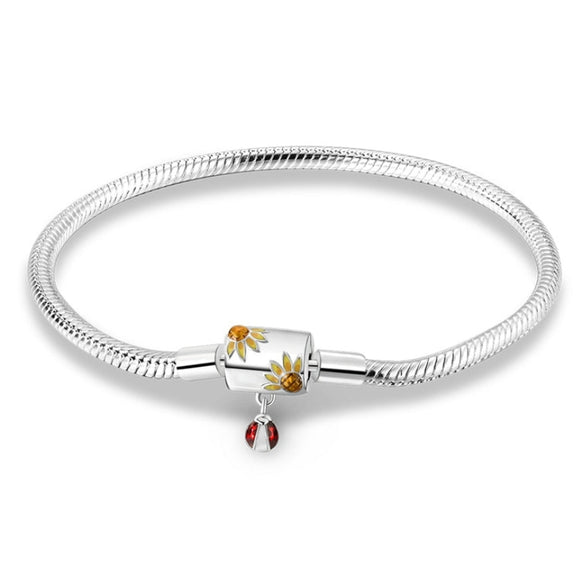 925 Sterling Silver Ladybug Clasp Bracelet