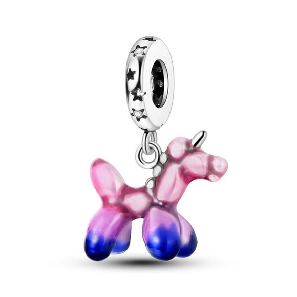 925 Sterling Silver Unicorn Balloon Charm for Bracelets Fine Jewelry Women Pendant
