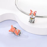 925 Sterling Silver Shiba Dog Charm for Bracelets Fine Jewelry Women