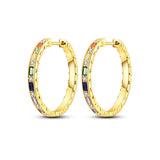 925 Sterling Silver Sparkle Gold Plated Hoop Earrings Jewelry Women