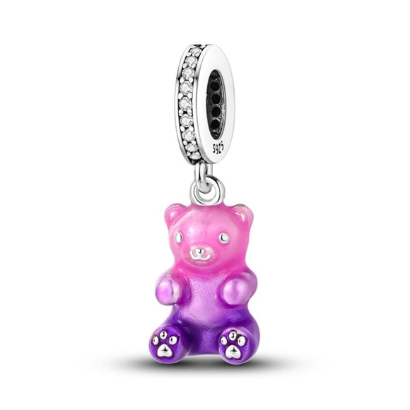 925 Sterling Silver Gummy Bear Charm for Bracelets Fine Jewelry Women Pendant