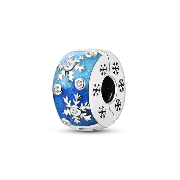 925 Sterling Silver Snowflakes Clip Charm for Bracelets Fine Jewelry Women