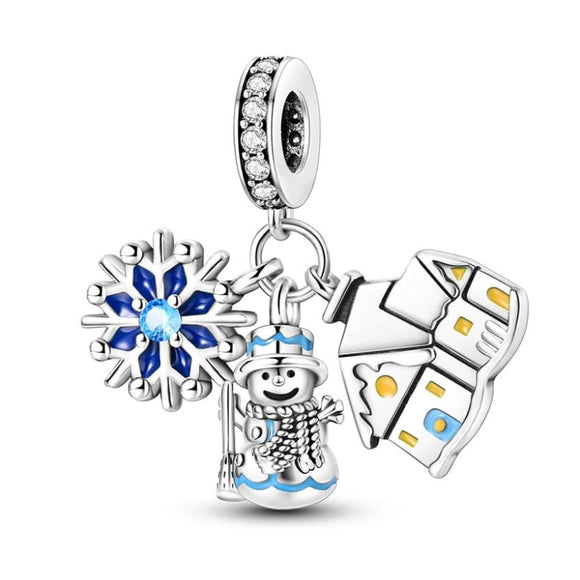 925 Sterling Silver Snowman Charm for Bracelets Fine Jewelry Women Pendant