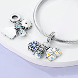 925 Sterling Silver Snowman Charm for Bracelets Fine Jewelry Women Pendant