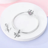 925 Sterling Silver Dragonfly Charm for Bracelets Fine Jewelry Women Pendant