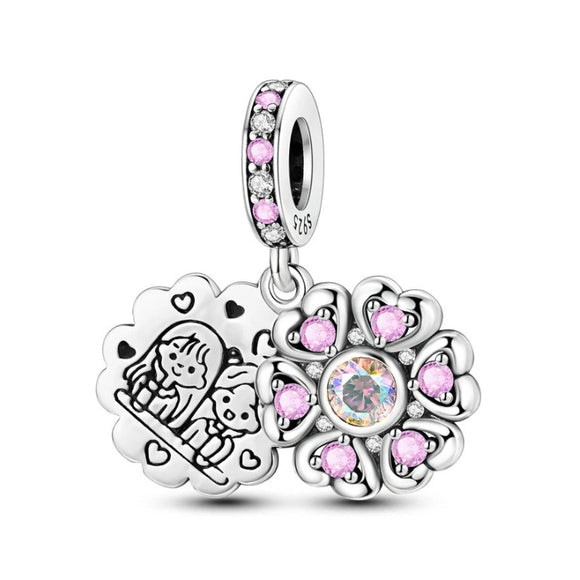 925 Sterling Silver Sisters Charm for Bracelets Fine Jewelry Women Pendant