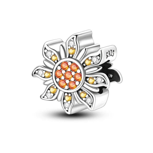 925 Sterling Silver Sunflower Charm