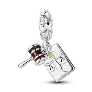 925 Sterling Silver Law and Justice Charm for Bracelets Fine Jewelry Women Pendant