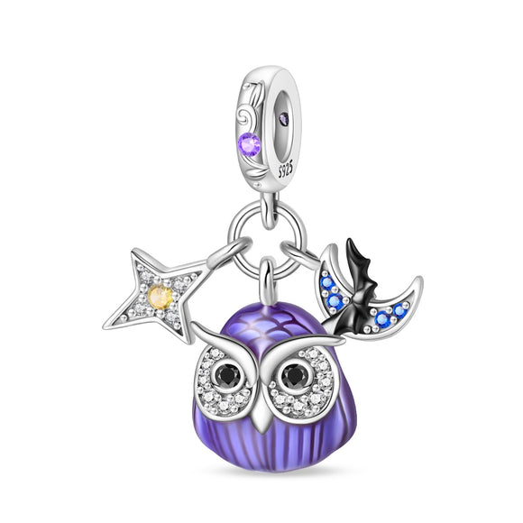 925 Sterling Silver Glow in the Dark Owl Charm for Bracelets Fine Jewelry Women